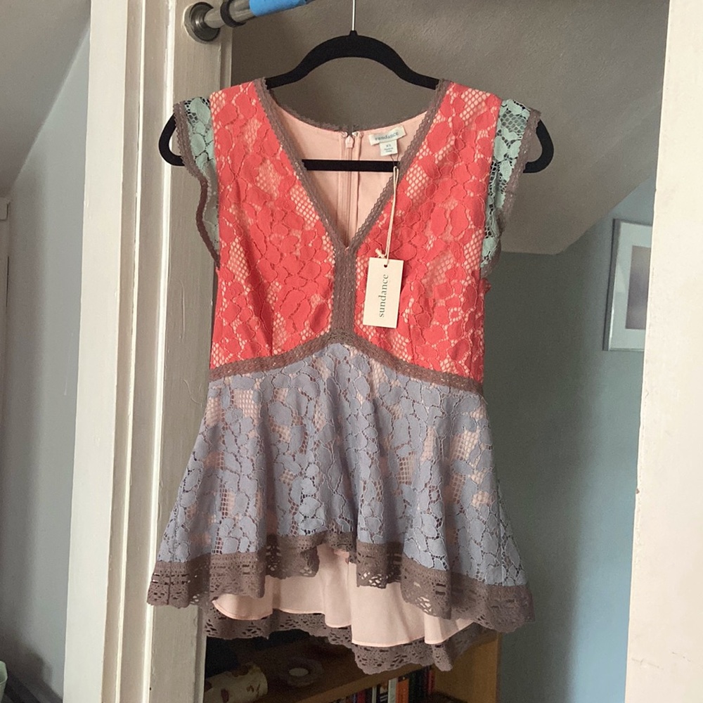 Lace peplum Sundance top